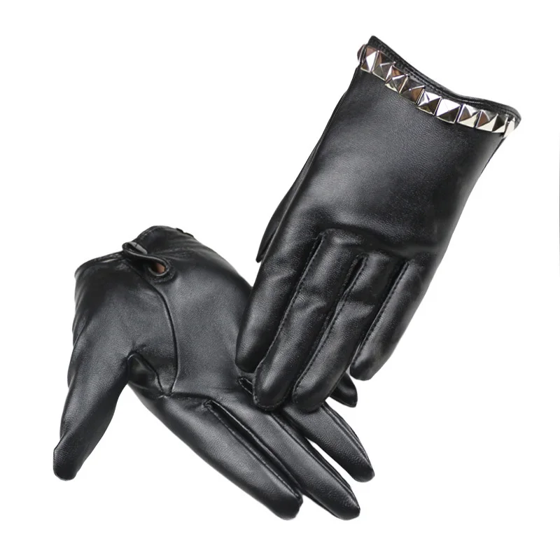 A4 Black Rivet Модные, пикантные женские ночной клуб полюс Танцы женские кожаные перчатки готический панк-рок показать на половину ладони/ступни полный палец Фитнес перчатки L63 - Цвет: A4 Black Rivet