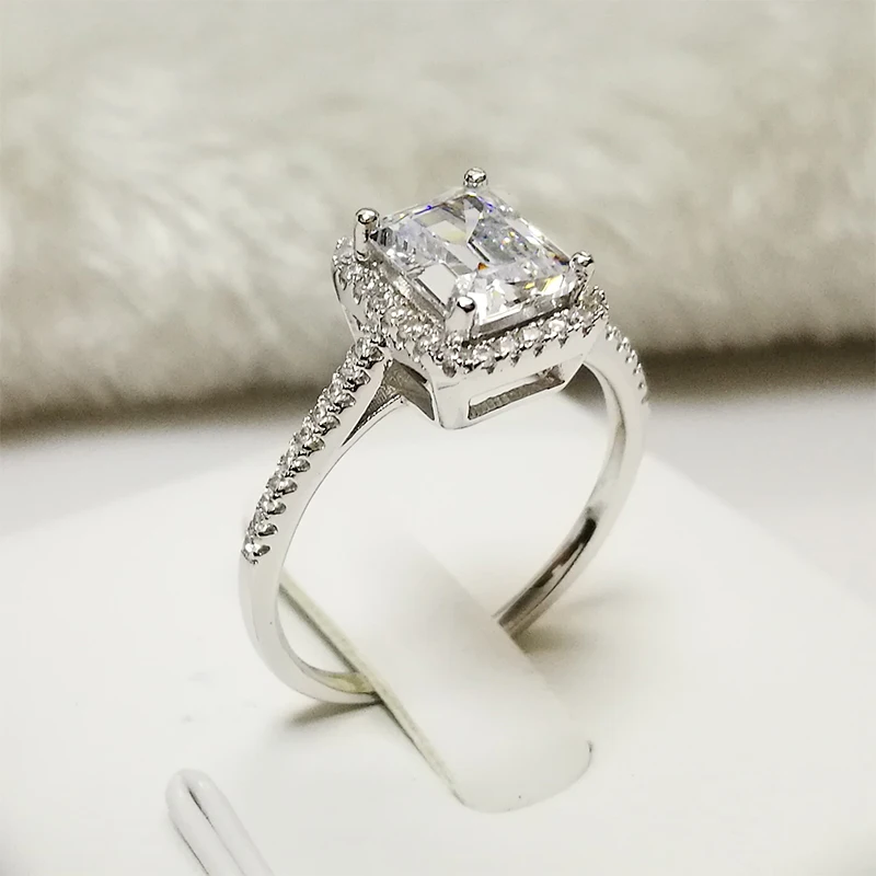 Женское Обручальное Кольцо COLORFISH 1 5 ct Halo из твердого стерлингового серебра 925