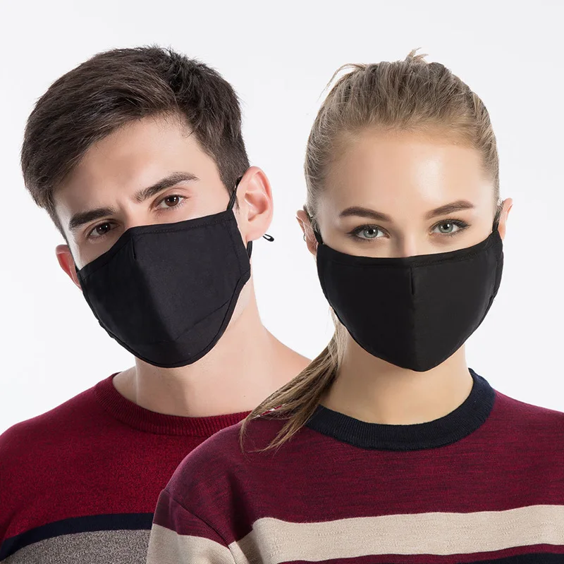1pc black Корейская маска для рта, хлопок, унисекс, маска для лица с угольным фильтром, РМ2, 5, против гриппа, туман, медицинский респиратор, черная маска для рта - Цвет: 1pc black