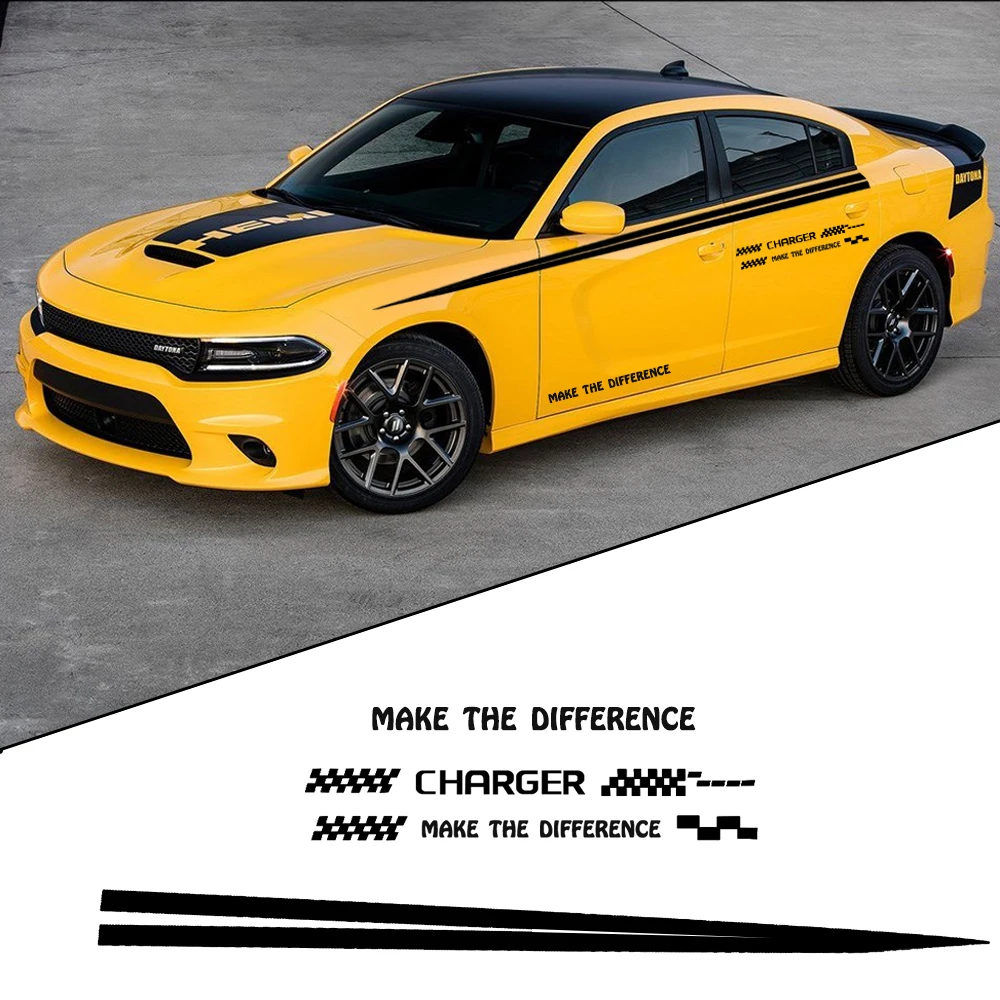 Black Для Dodge Зарядное устройство наклейка для автомобиля боковая наклейка для тела звукосниматель автомобильные наклейки DIY Украшение автомобиля пользовательская наклейка s 280 см автомобильные аксессуары - Название цвета: Black