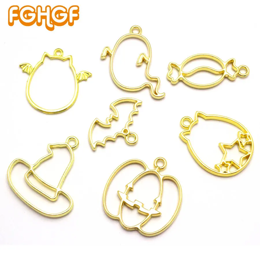 7 шт. микс стиле Рождества и Хеллоуина смолы пустой крафт кулон призрак &quotсделай