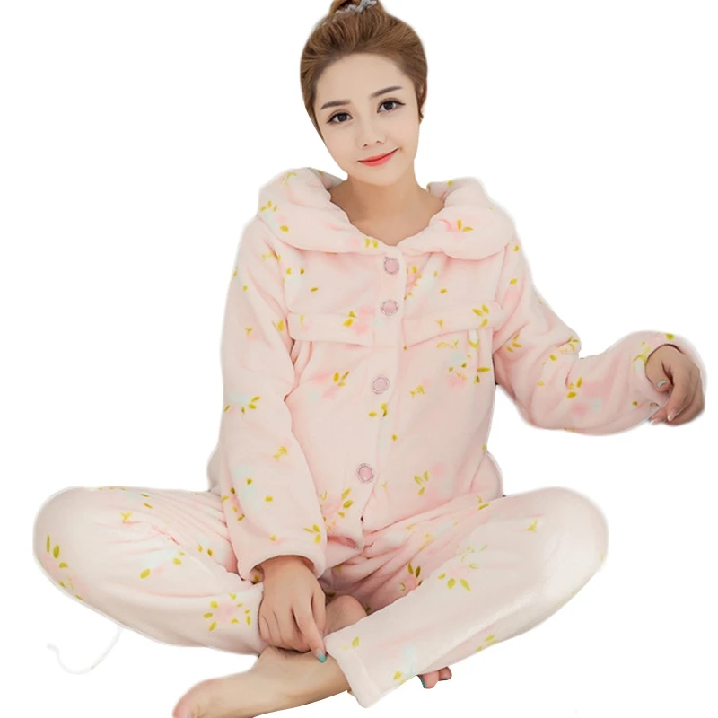 Горячая Распродажа пижамы для беременных домашняя одежда зимняя плотная сна с