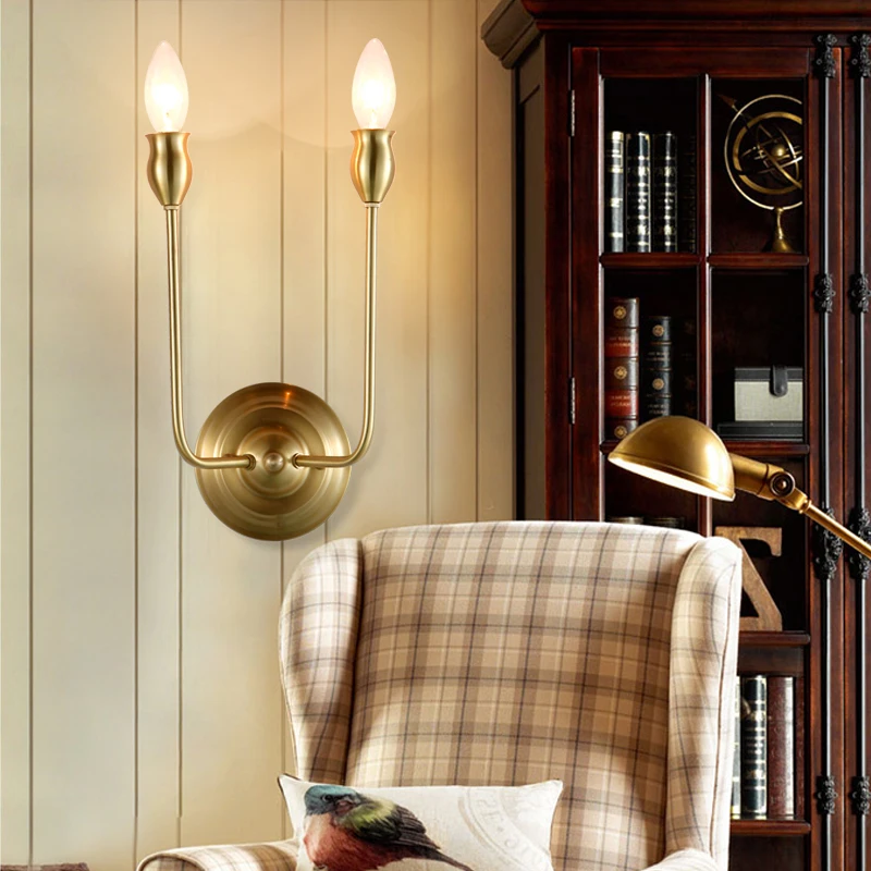 Медный декоративный настенный светильник золотой медный для спальни