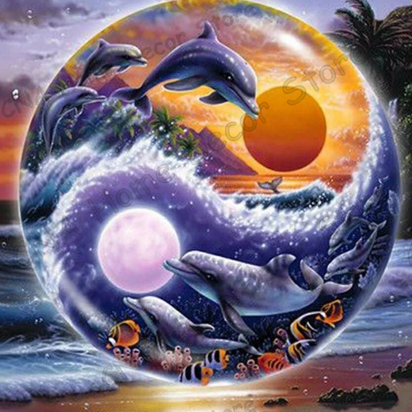 Набор для алмазной вышивки 5D сделай сам крестиком с дельфином животным из смолы