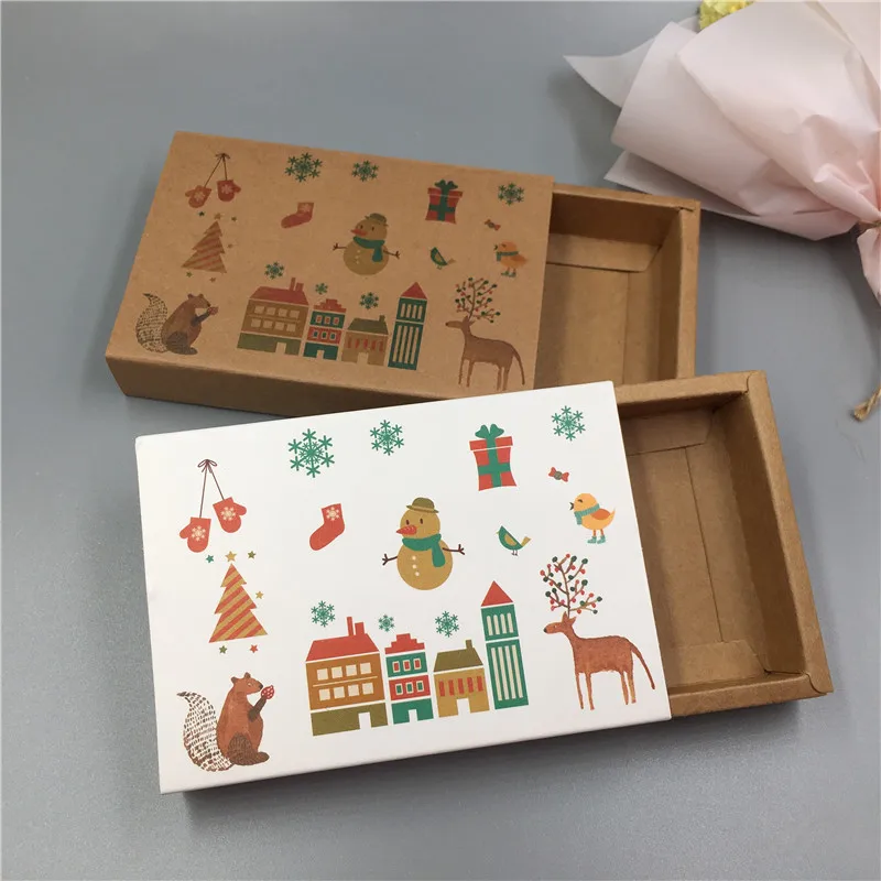 

50Pcs/Lot DIY Cardboard Kraft Paper Drawer Boxes Lovers Gifts Wedding Engagement Chocolate Cookies Dessert Drawer Souvenir Boxes
