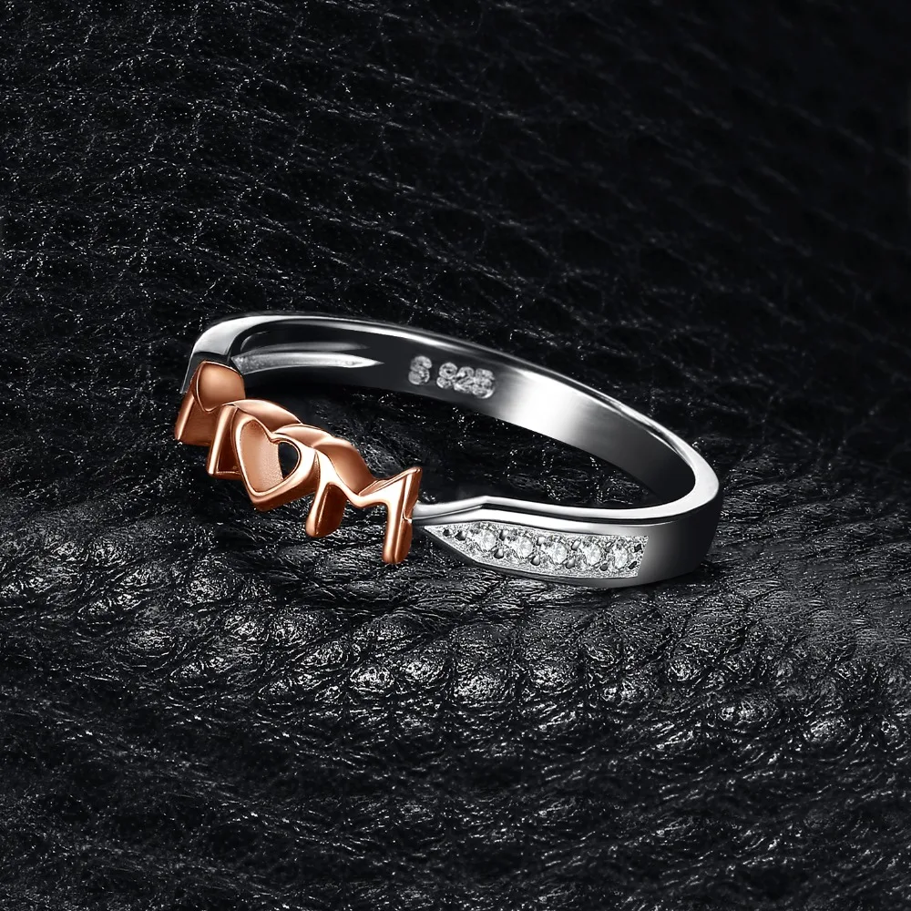 JPalace MOM Family Love Rose Gold Ring 925 Sterling Silver Rings for Women Stackable Band Jewelry Fine | Украшения и аксессуары