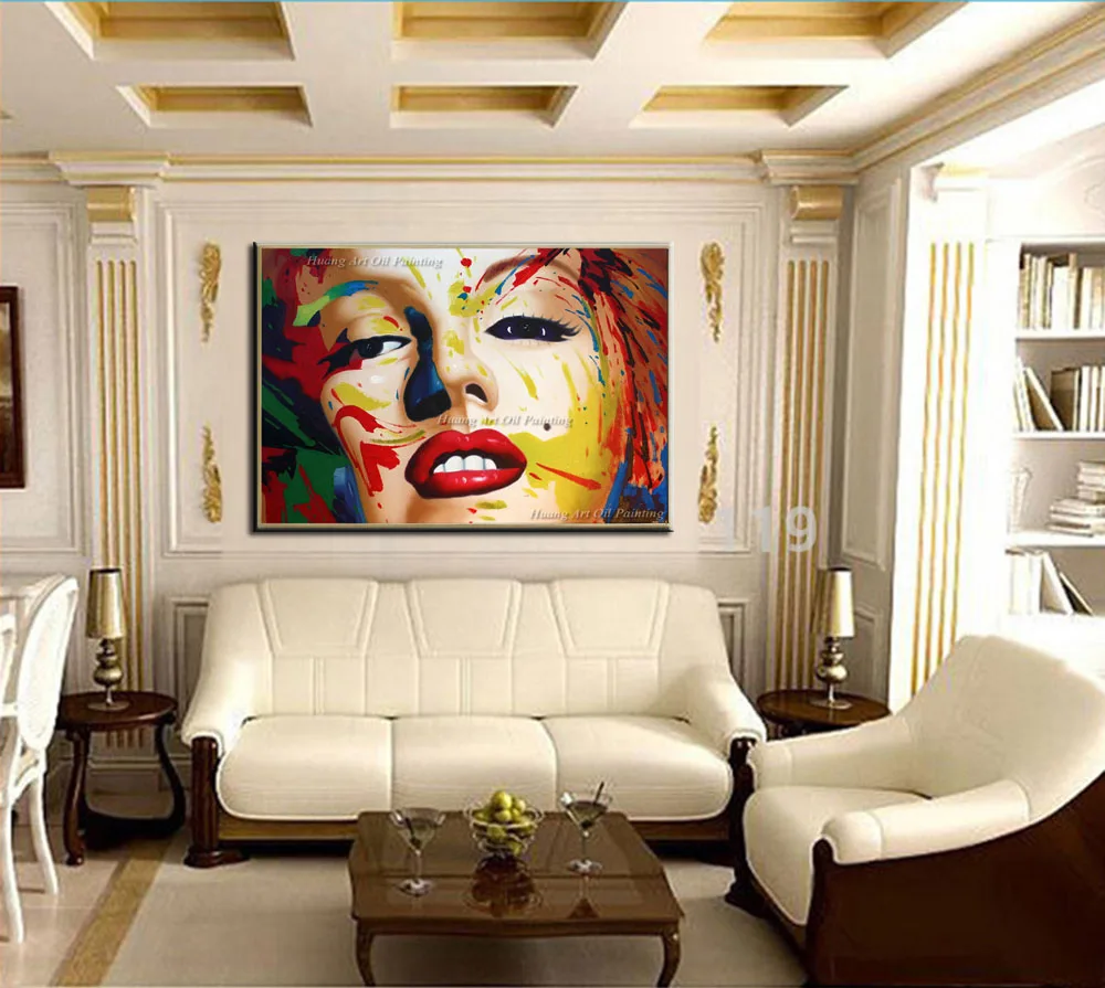 Ручная роспись Современная масляная живопись Мэрилин Монро красочный портрет
