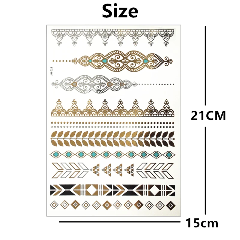 SHNAPIGN 24 стиль временные тату боди арт лист тали цепи золотой дизайн флэш