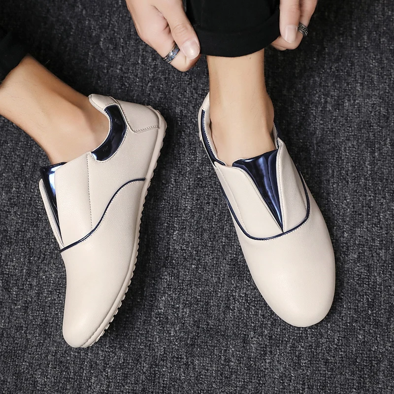 Spring Autumn Men Casual Shoes Fashion soft Leather Loafers Moccasins Slip On Men's Flats male Driving | Обувь