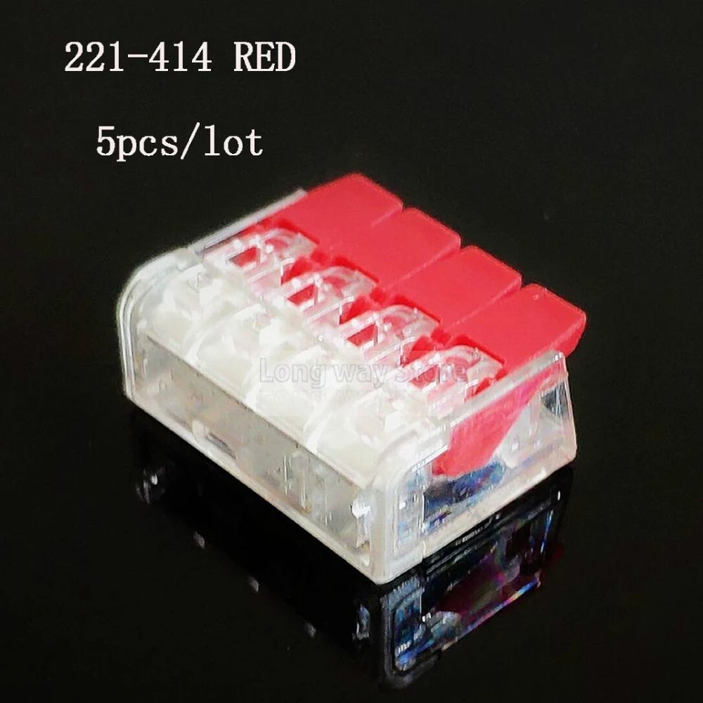 Красные соединители провода PCT-414 221-414 штепсельный электрический соединитель