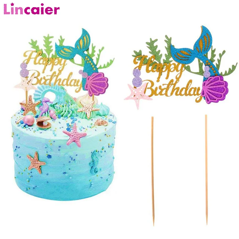 

Mermaid Party Decorations Birthday Cake Topper Baby Boy Girl Kids Favors Mermaid Party Theme Supplies