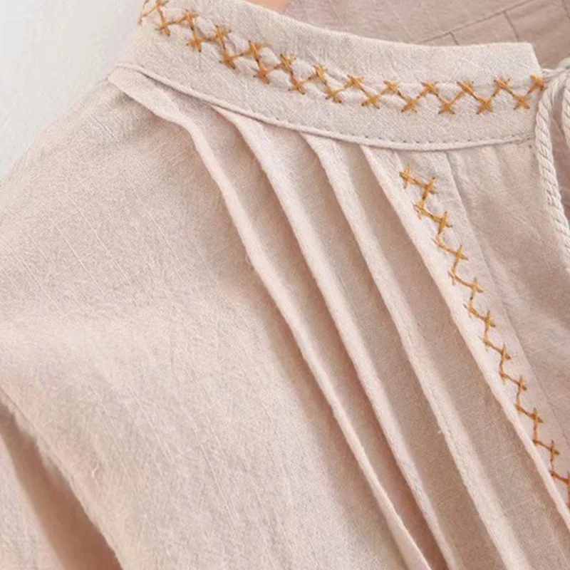 Женские пляжные Топы Boho Chic винтажная блузка с бахромой и цветочной вышивкой