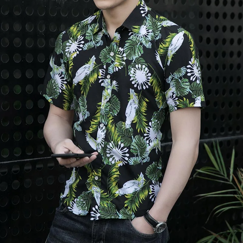 

Summer Hawaiian Shirts Tropical Short Sleeve Men's Floral Shirts Beach Vacation Blouse Men 5XL 6XL 7XL