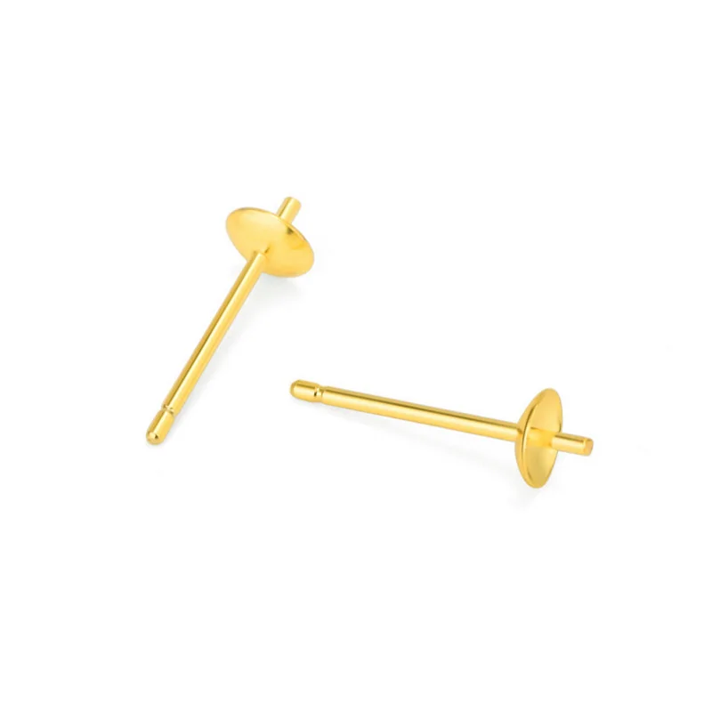 4pair Genuine 925 Sterling Silver Color Stud Earrings Pin Post Findings DIY Jewelry Accessories