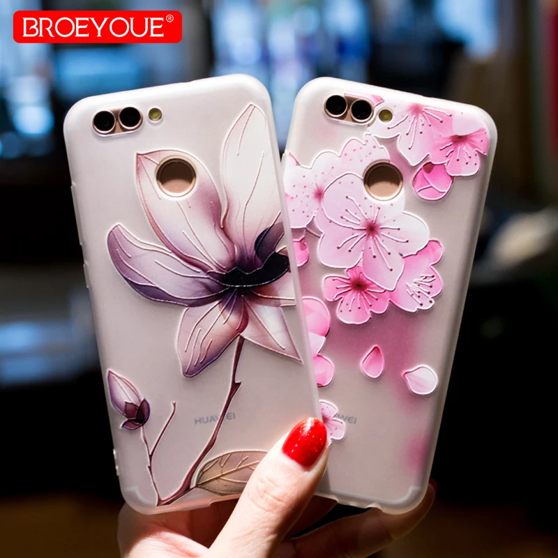 Silicone Case For Huawei P Smart 2019 P20 Pro P10 P9 P8 Lite 2017 Mate 20 10 3D Relief Flower P30 |