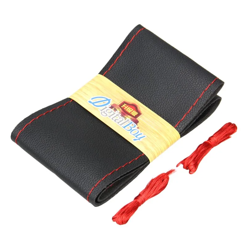 Digitalboy Черный Микрофибры Кожа Рук Сшиты Косу Машина Руль Крышка Skid Доказательство