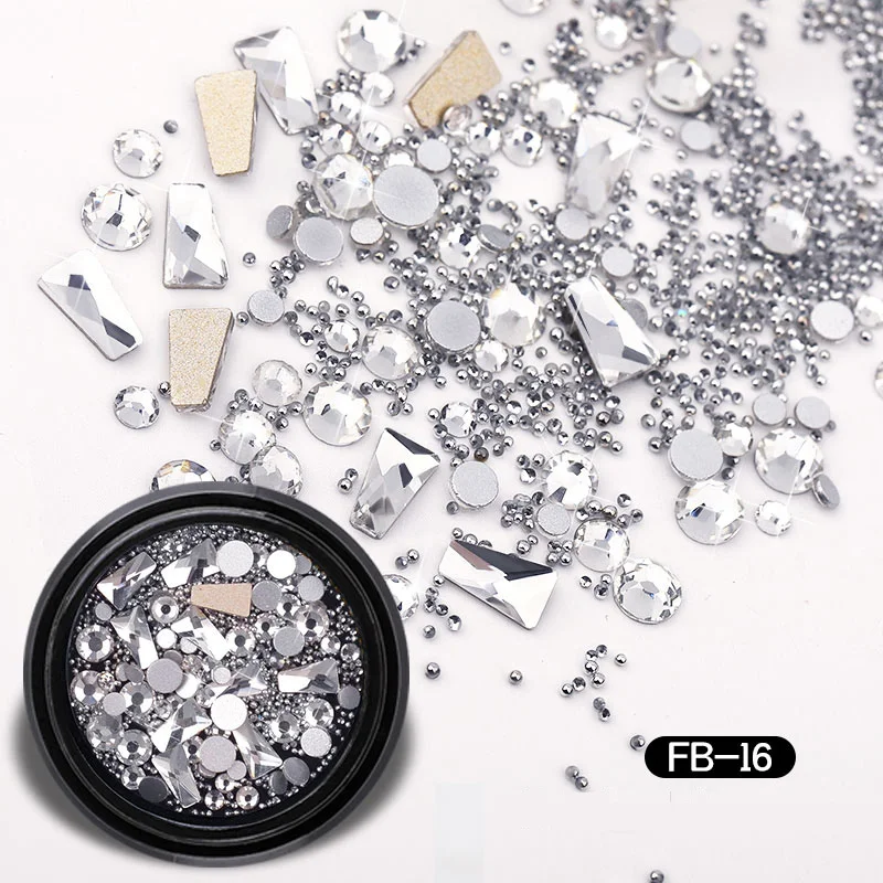 1 коробка, разноцветные Стразы для ногтей, 3D хамелеон, камни, гравий, стекло, кристалл, микро бусины, шарм, сделай сам, УФ-дизайн ногтей, украшения - Цвет: FB16