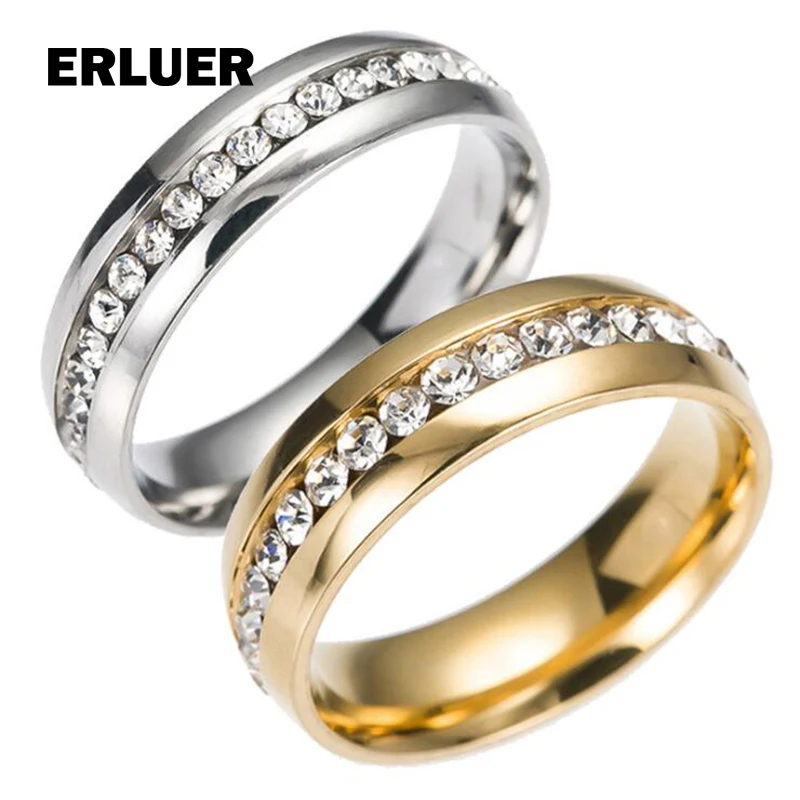 Европейские кольца Стразы из нержавеющей стали с кристаллами для женщин и мужчин
