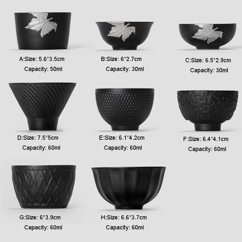 60 мл черный Zen бутик ручной работы инкрустированный оловянный кленовый лист