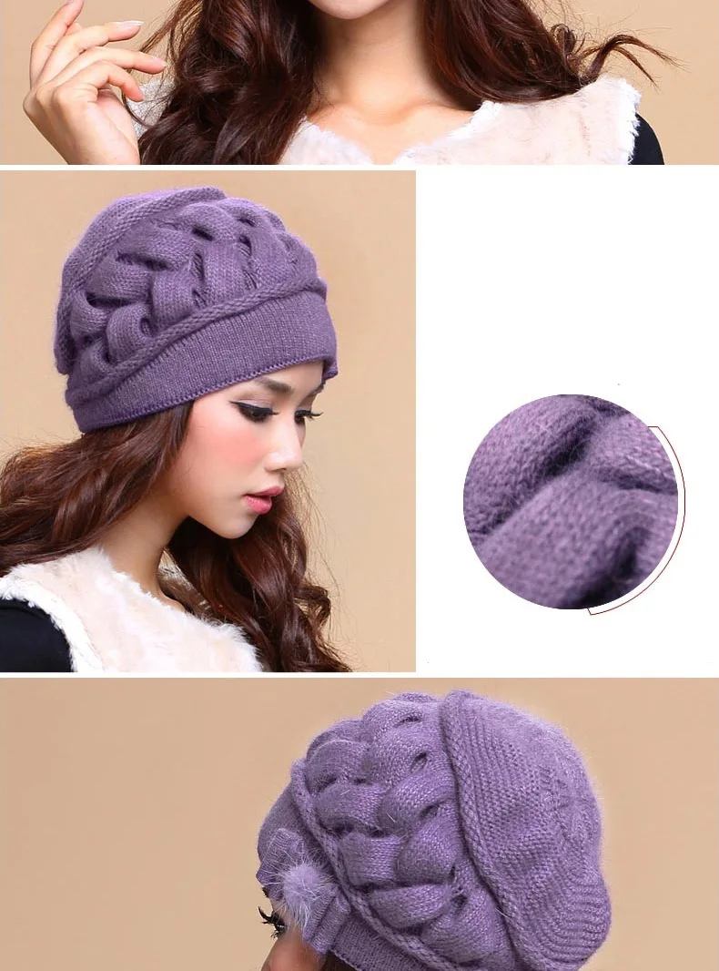 FS, модные женские шапки из кроличьей шерсти, теплые, Skullies, двухслойные, вязанные, зимняя шапка, защита ушей, шапочки, шапки Gorra, Invierno