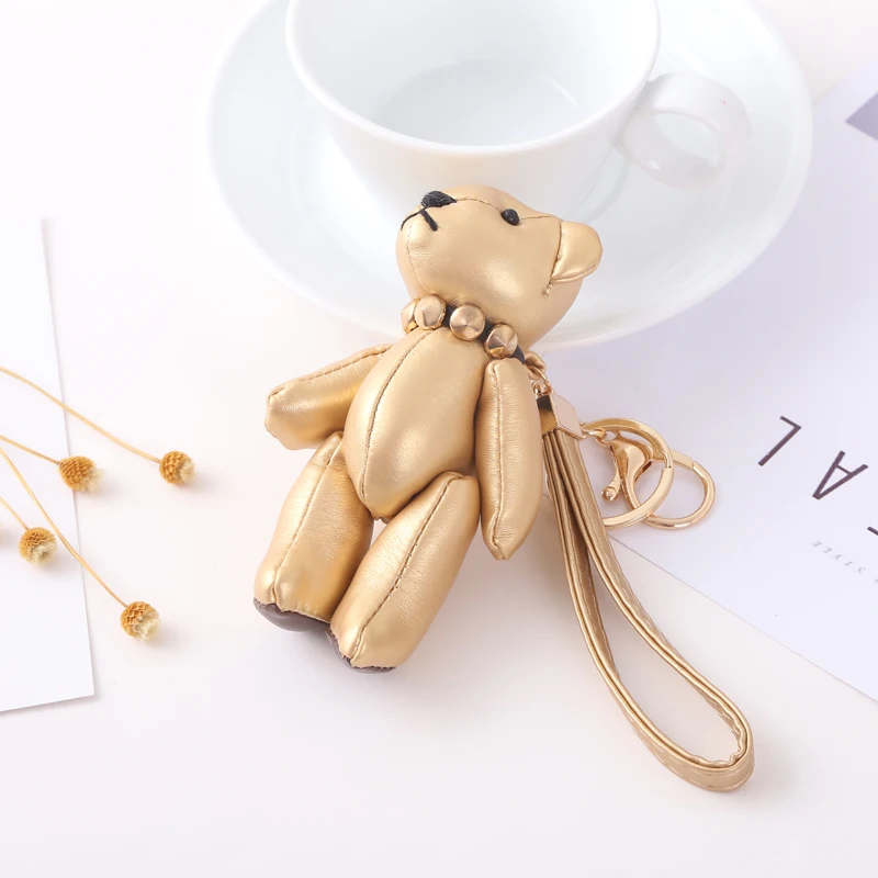 

Новинка, модный кожаный брелок для ключей pronuvel, модный кулон в виде мишки тедди, милый мультяшный брелок для женщин, аксессуары для сумок EH880