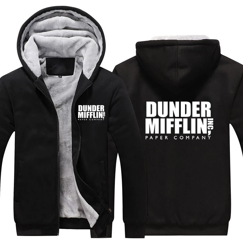 

Dunder Mifflin Thicken Hoodie Paper Company Dunder Mifflin Winter Warm Fleece Hoodie Thicken Coat