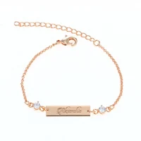 Rose Gold Color 3UMeter Кристальный детский браслет золотого цвета 25*6 мм, персонализированный браслет с гравировкой имени, подарок на выпускной, ювелирные изделия для Etsy - Окраска металла: Rose Gold Color