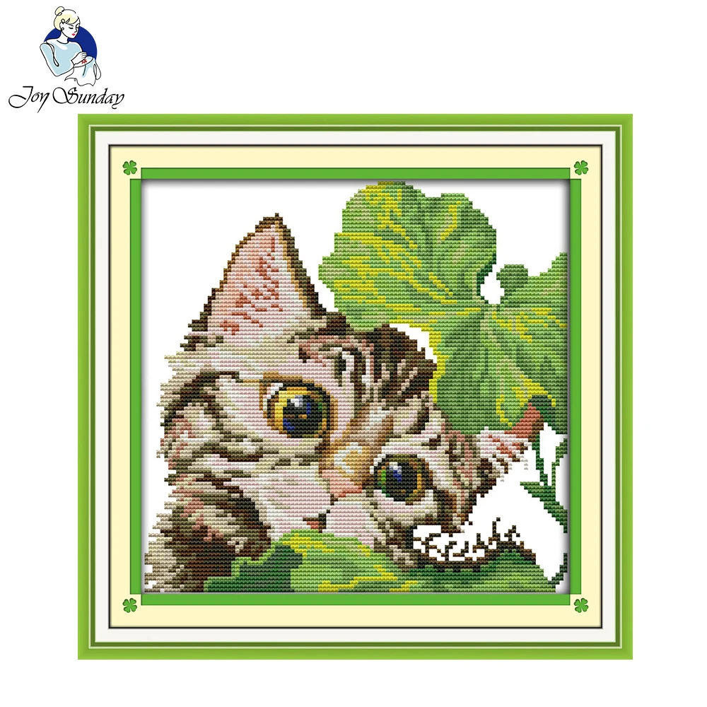 Набор для вышивки крестиком Joy Sunday с изображением любопытного кота| |