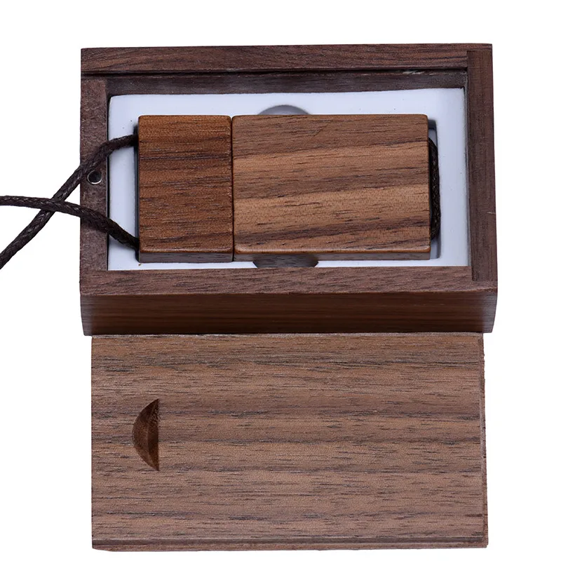 Walnut usb box JASTER квадратная веревка деревянный USB+ коробка 5 шт. бесплатный логотип USB 2,0 4 ГБ 8 ГБ 16 ГБ 32 ГБ 64 ГБ USB флеш-накопитель - Цвет: Walnut usb box