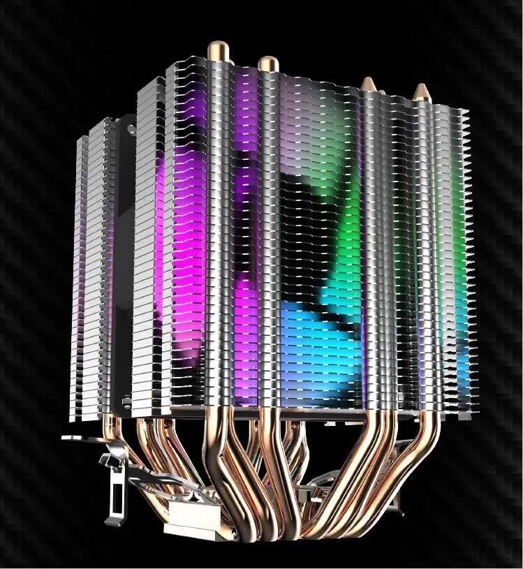 Photo Color Кулер для процессора Darkflash 6 тепловых трубок со светодиодным вентилятором 3pin 90 мм вентилятор для процессора для компьютера LGA/2011/775/115x/1366 AM2/AM3/AM4 - Цвет лезвия: Photo Color