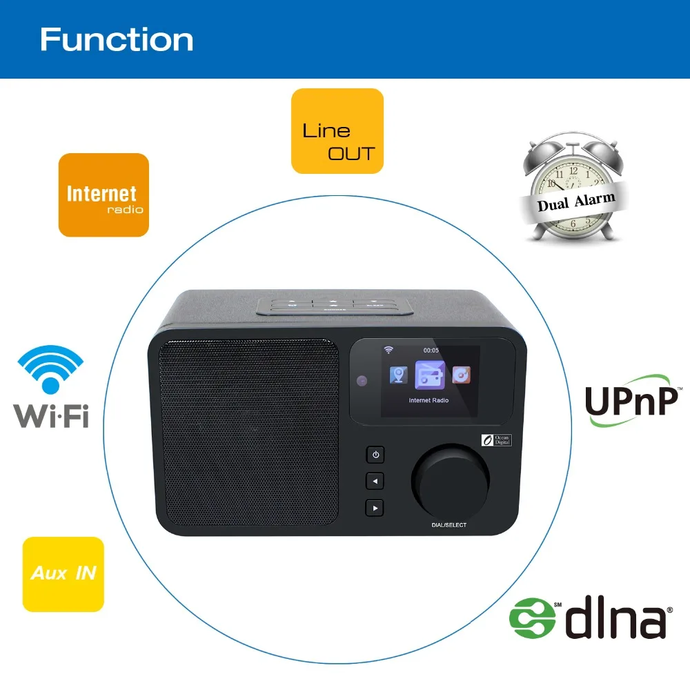 Wifi+ UPnP радио океан цифровой WR-233 Интернет wifi WLAN многоязычное меню UPnP подключение рабочего стола