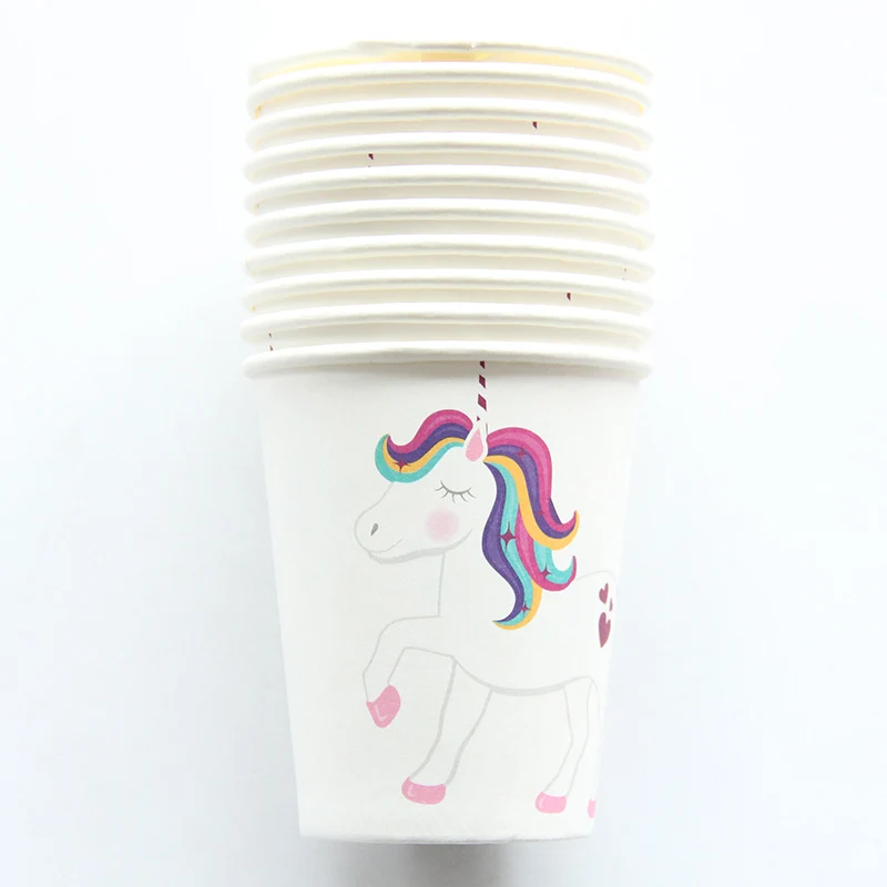 unicorn 10 шт./лот, бумажные стаканчики из розового золота, одноразовая посуда, для свадьбы, дня рождения, вечеринки, декор для детского душа, вечерние принадлежности для детей, чашка для напитков - Цвет: unicorn