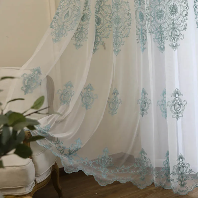 Tulle Мятный Цветочный Тюль, оконная занавеска для гостиной, спальни, занавеска для двери, занавеска для кухни, отвесная занавеска с кармашком, X-WP079* 30 - Цвет: Tulle