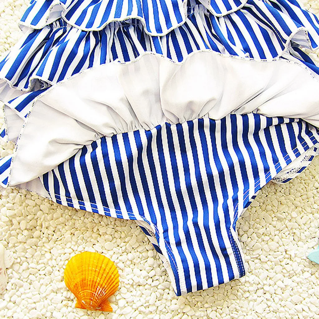 Купальник SAGACE в полоску с бантом для девочек детский комбинезон + головной убор