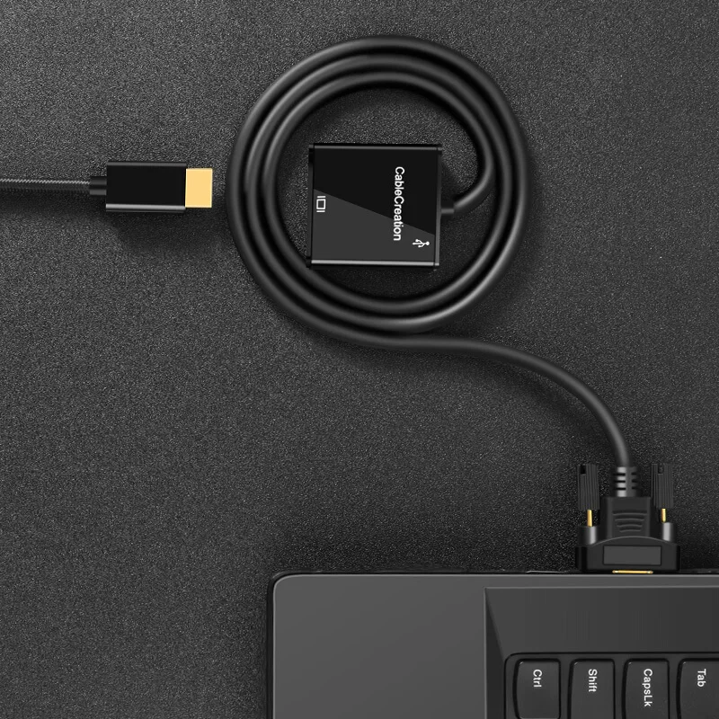 Адаптер HDMI-VGA с аудиоразъемом 3 5 мм Переходник HDMI мама-VGA папа для ТВ-приставки