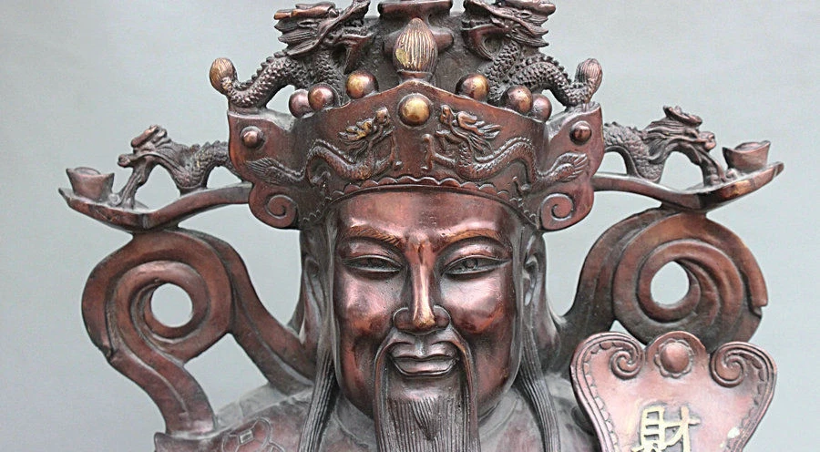 16 &quotКитайский Чистая Бронзовый Свинка Дракон Корона Бог Маммона Богатство