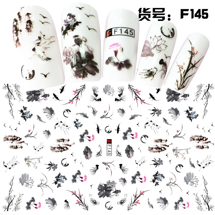 Новинка F441 наклейка для ногтей с цветочным дизайном 3d наклейки на заднюю панель