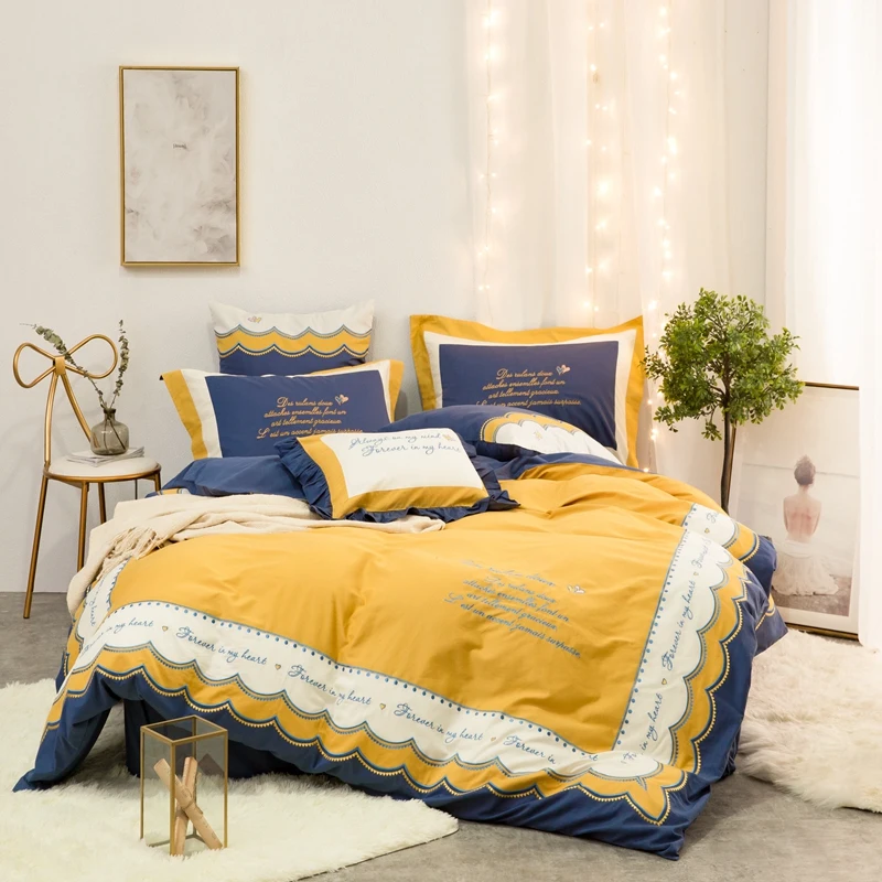 Комплект постельного белья из 100% египетского хлопка с милыми цветами для девочек