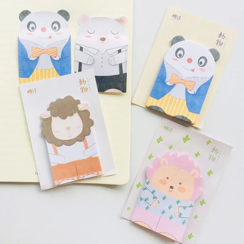 30 листов Kawaii Panda медведь еж клейкая бумага для заметок Декор сделай сам наклейки