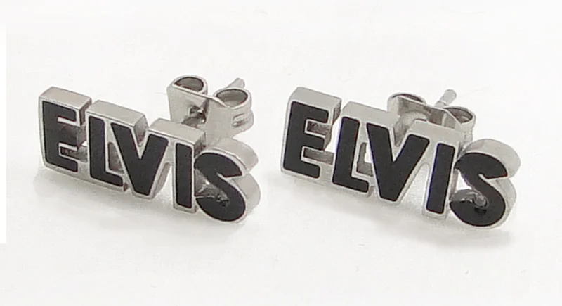 DICARLUN Elvis черные полые серьги с буквами из нержавеющей стали мемориальные украшения Elvis Presley State Мужские t серьги для женщин мужчин