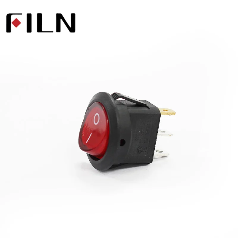 FILN KCD1, 24 В, 110 В, 220 В, красный, синий, серебристый контакт, водонепроницаемый пластиковый круглый тумблер, 3 штифта, на Выкл, для лодки, кулисный переключатель