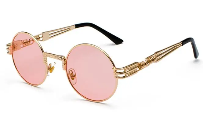 gold clear pink Прятки урожай ретро готический стимпанк зеркало солнцезащитные очки золото и черный солнцезащитные очки винтаж круглый круг мужчины УФ gafas de sol - Цвет линз: gold clear pink