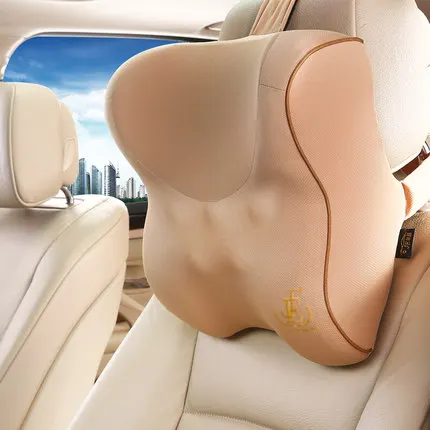beige 1pcs Автомобильное сиденье подушка для шеи наборы памяти хлопок поддержка талии подушка дышащий авто подголовник поясничная поддержка s аксессуары для интерьера - Цвет: beige 1pcs