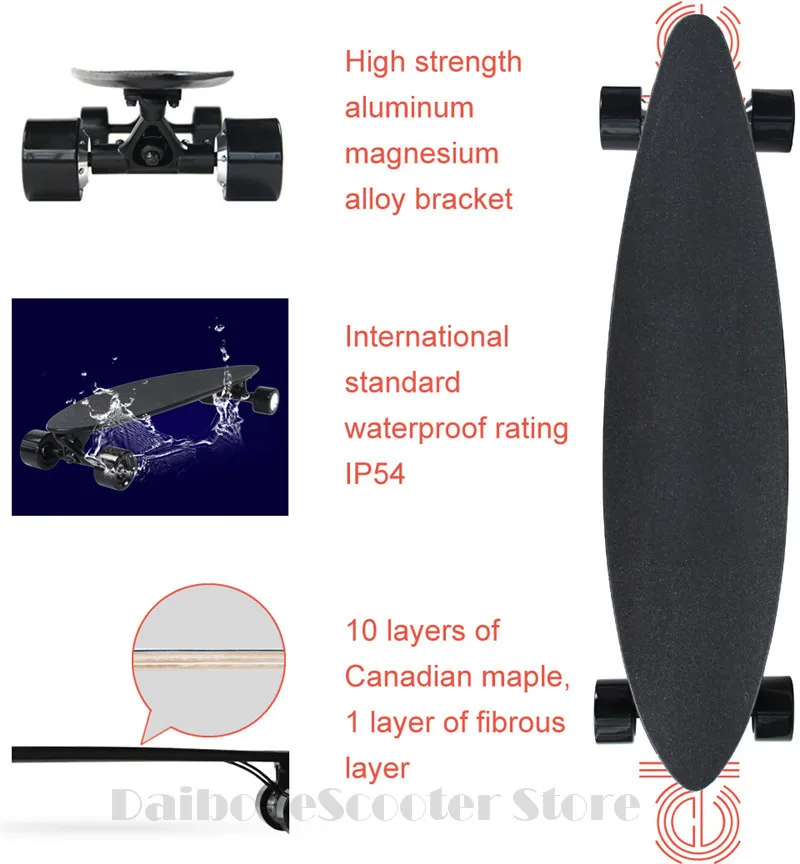 4 колеса электрический скутер взрослых самокат Лонгборд скейтборд двойной мотор