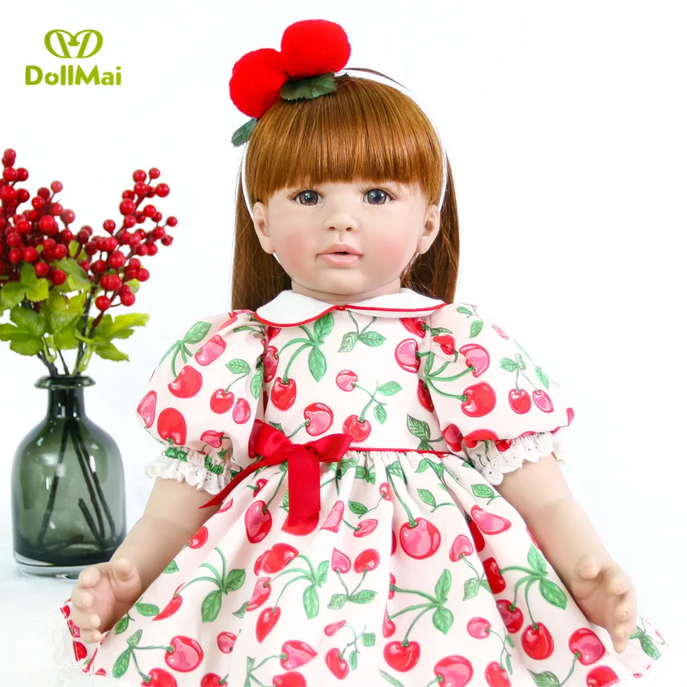 

DollMai 24 "60 см, силиконовые перерожденные куклы игрушки Реалистичные винил принцесса для маленьких девочек Очаровательная кукла подарок для р...