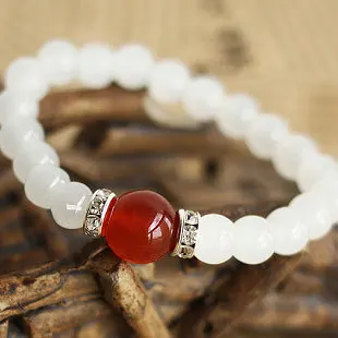 Женские браслеты из натурального белого халцедона летние ювелирные украшения