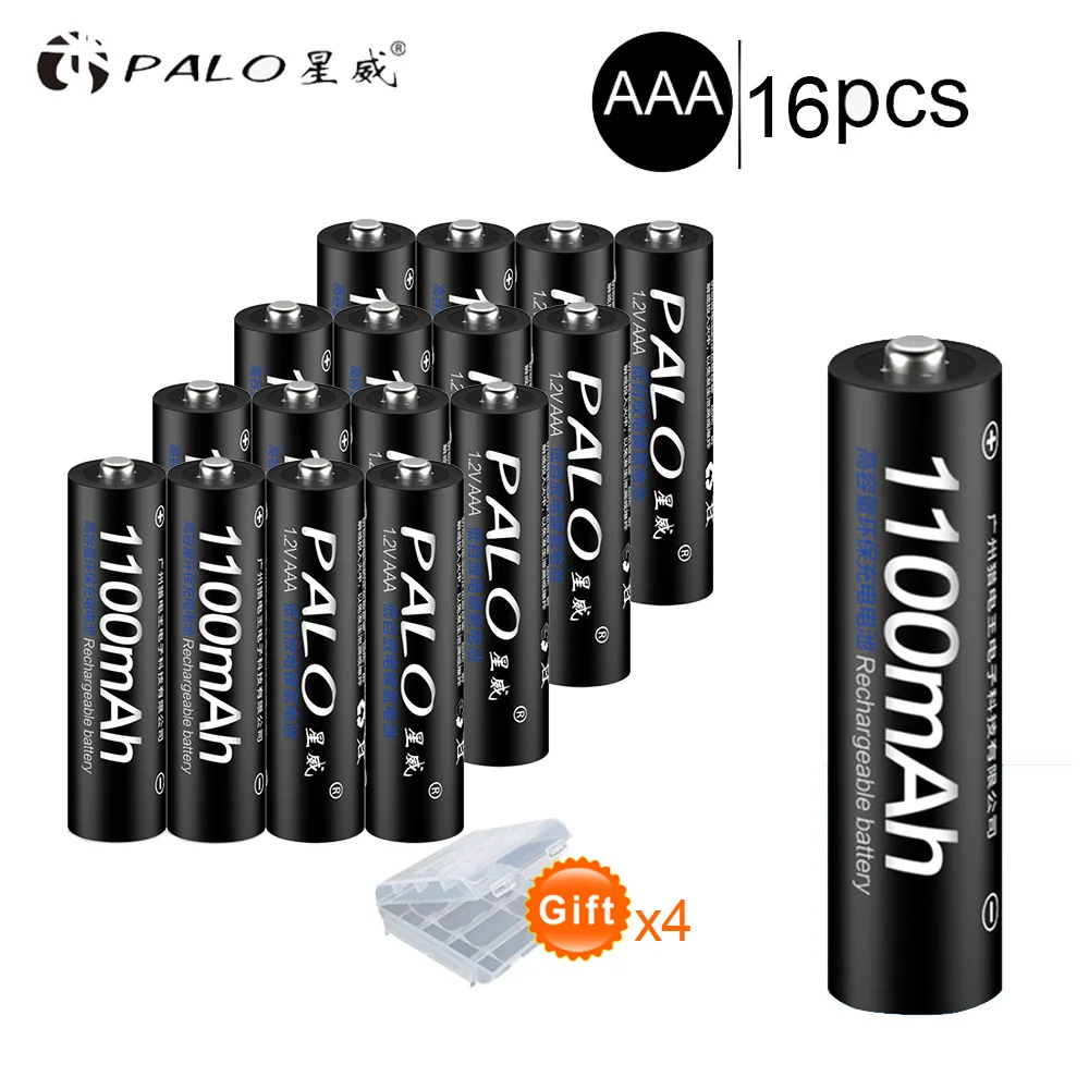 16pcs AAA battery PALO 8/16/32 шт. 1,2 v AAA 3A никель-металл-гидридного 1100 мАч AAA Батарея Перезаряжаемые aaa батарея никель-металл-гидридных аккумуляторных батарей Батарея Перезаряжаемые - Цвет: 16pcs AAA battery