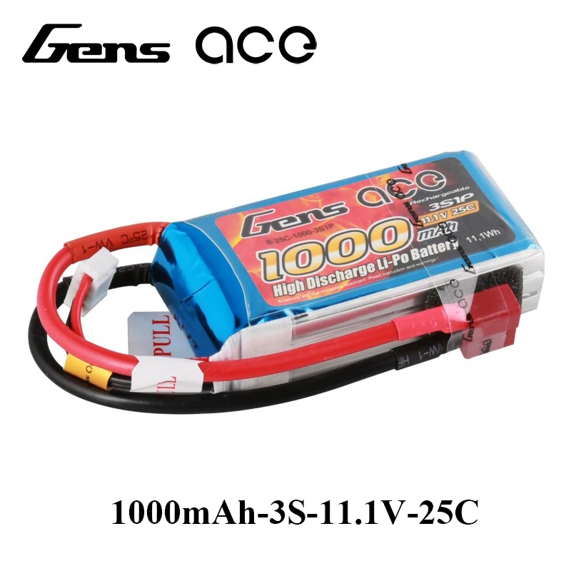 Gens ace Lipo аккумулятор 11,1 V 1000mAh Lipo 3S аккумулятор 25C T штепсельные батареи для маленьких самолетов вертолет RC плоскость FPV Дрон