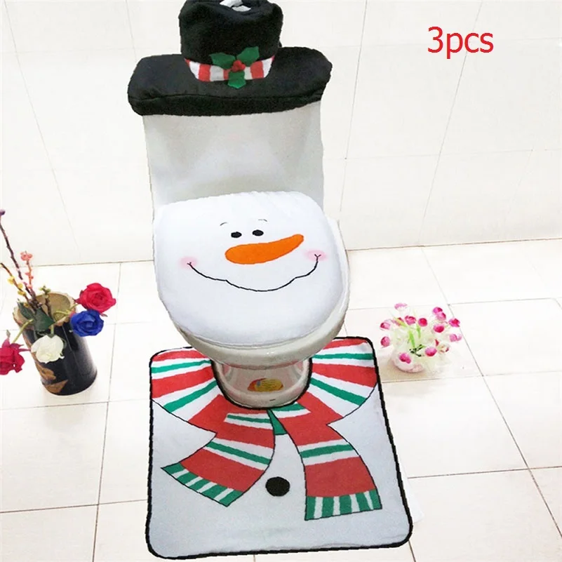 3pcs Рождественские украшения для дома, для ванной, для унитаза, бумажный ковер, натальные рождественские украшения, Санта Клаус, новогодний декор, navidad - Цвет: 3pcs