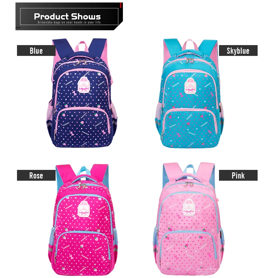 Сумки для начальной школы с принтом в горошек детские рюкзаки подростков легкие